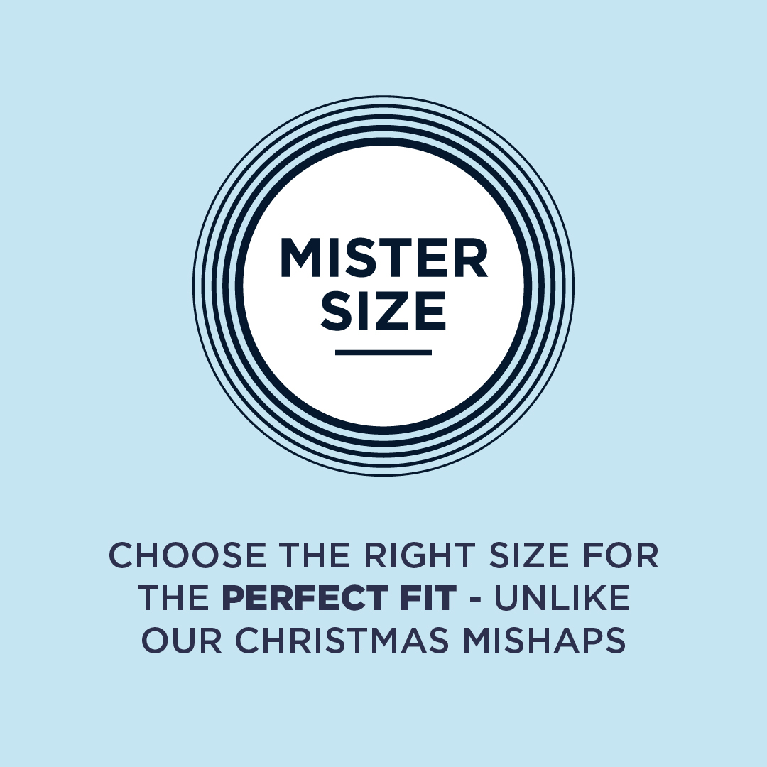 Mister Size-logo med tekst under: Velg riktig størrelse for perfekt passform
